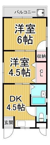 サンハイツ伊丹(2DK/3階)の間取り写真