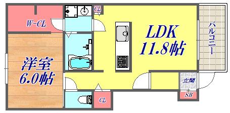 メゾンリヴィエールⅠ(1LDK/1階)の間取り写真