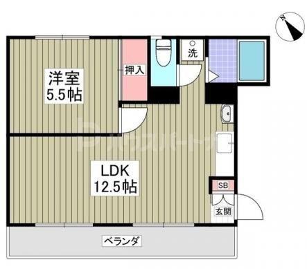 南柏パインヒル(1LDK/1階)の間取り写真