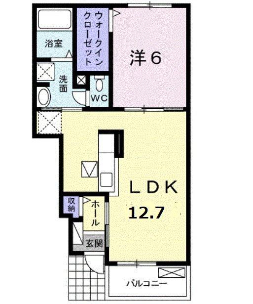 ベルフィオーレ 彩 B(1LDK/1階)の間取り写真