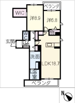 レフィシア・グリシーヌ(2LDK/2階)の間取り写真