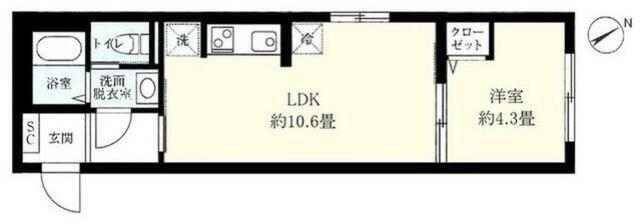 ウェルスクエアイズム荻窪(1LDK/4階)の間取り写真