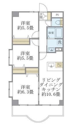 西船橋スクエアガーデン(3LDK/4階)の間取り写真