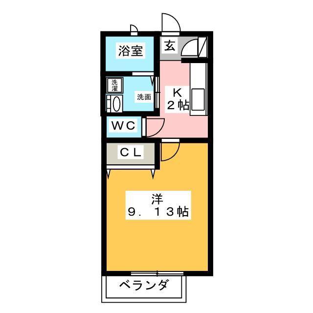 グリーンヒルズ A(1K/2階)の間取り写真