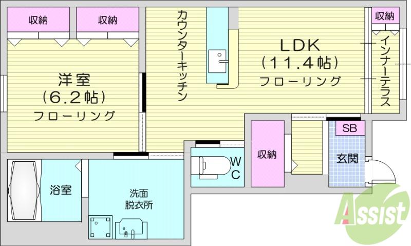 サン フィールド(1LDK/1階)の間取り写真