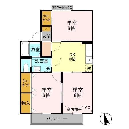 メイプル・タウン A/B/C(3DK/1階)の間取り写真