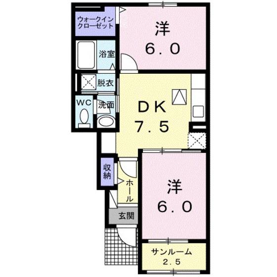 MS GARDEN 田口 I(2DK/1階)の間取り写真