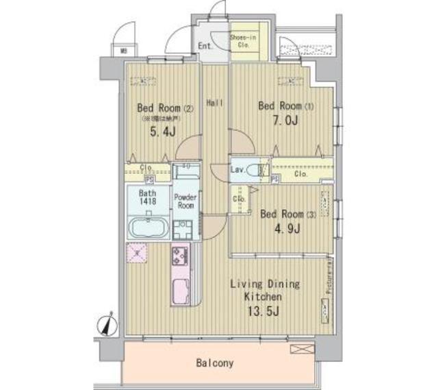 HIGASHIKOMATSUGAWA APARTMENT(3LDK/2階)の間取り写真