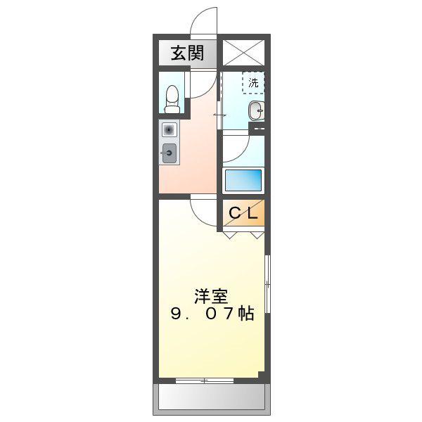 ステージア日進(1K/4階)の間取り写真