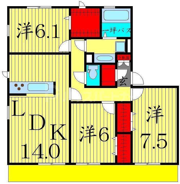 KAHLUA(3LDK/3階)の間取り写真