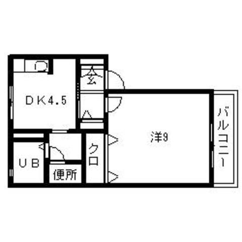 ラ・クール箱崎II B棟(1DK/1階)の間取り写真