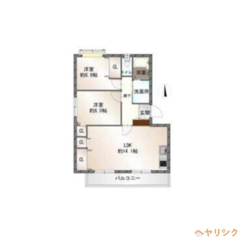 ジーライズ西味鋺A棟(2LDK/2階)の間取り写真