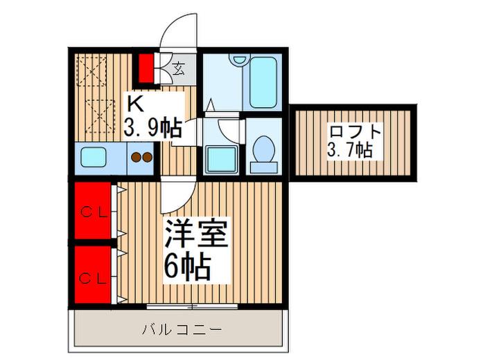 アッソラート(1K/2階)の間取り写真