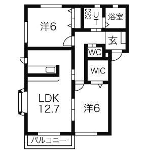 リ・ブルージュ(2LDK/2階)の間取り写真