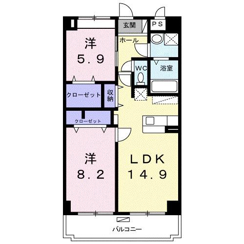 プランドールM(2LDK/6階)の間取り写真