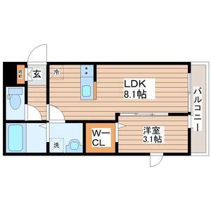 LUCENTE(1DK/1階)の間取り写真