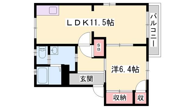 フォーレス沢野南A(1LDK/1階)の間取り写真
