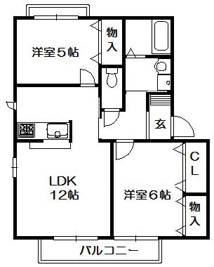 グリーンヴァレー三田D棟(2LDK/2階)の間取り写真
