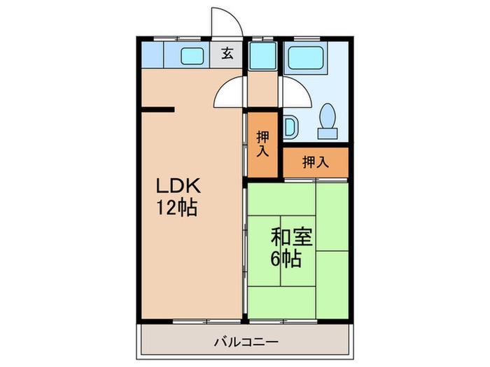 森元ビル(1LDK/4階)の間取り写真
