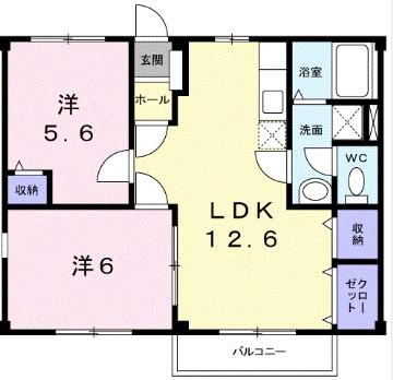 ニューシティサンシャイン(2LDK/2階)の間取り写真