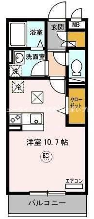 オーシャンコートティー(ワンルーム/1階)の間取り写真