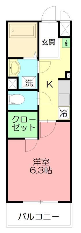 カレッジヒルズC(1K/3階)の間取り写真