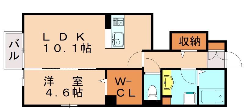 ハイヒルズ中央(1LDK/1階)の間取り写真