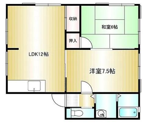 レトア伏石(2LDK/2階)の間取り写真