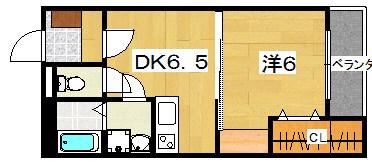 レシェンテ光洋(1DK/2階)の間取り写真