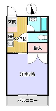 ジュネス吉田台(1K/2階)の間取り写真
