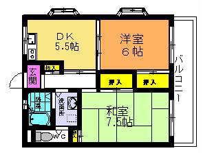 ビラエスポアール(2DK/3階)の間取り写真
