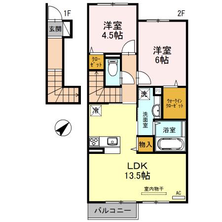 セジュール623 II(2LDK/2階)の間取り写真