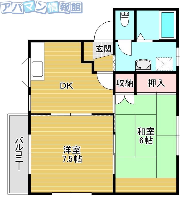 コーポ亀田駅前(2DK/2階)の間取り写真