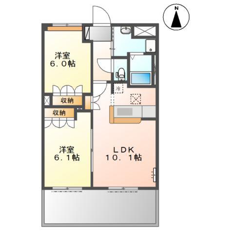 CENTURY椿B(2LDK/1階)の間取り写真