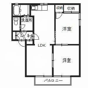 ディアス恵美酒B(2LDK/2階)の間取り写真