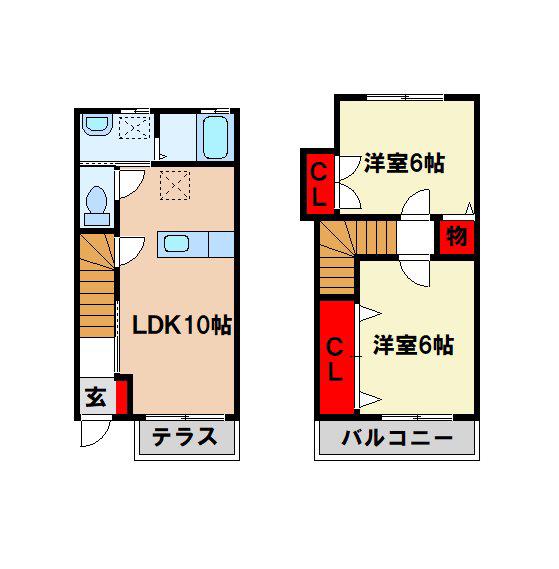 サンタハウス(2LDK/1階)の間取り写真