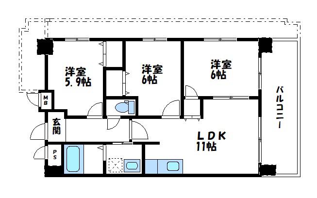 メゾン八杉(3LDK/2階)の間取り写真