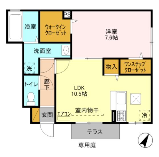 リヴェール(1LDK/1階)の間取り写真
