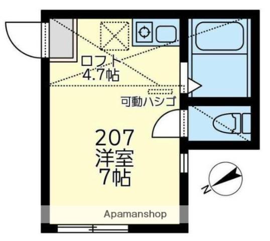 ユナイト富士見アントワーヌ(ワンルーム/1階)の間取り写真