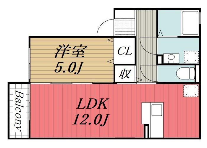 コンフォート/八幡(1LDK/2階)の間取り写真