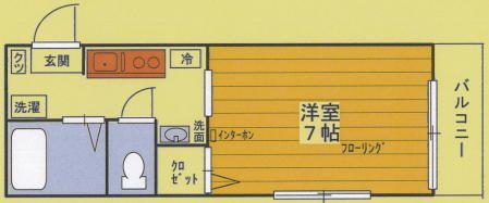 Dハウス(1K/1階)の間取り写真