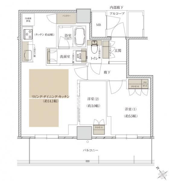 THE TOWER HIRAKATA(2LDK/21階)の間取り写真