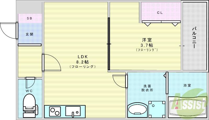 フォレ下穂積(1LDK/1階)の間取り写真
