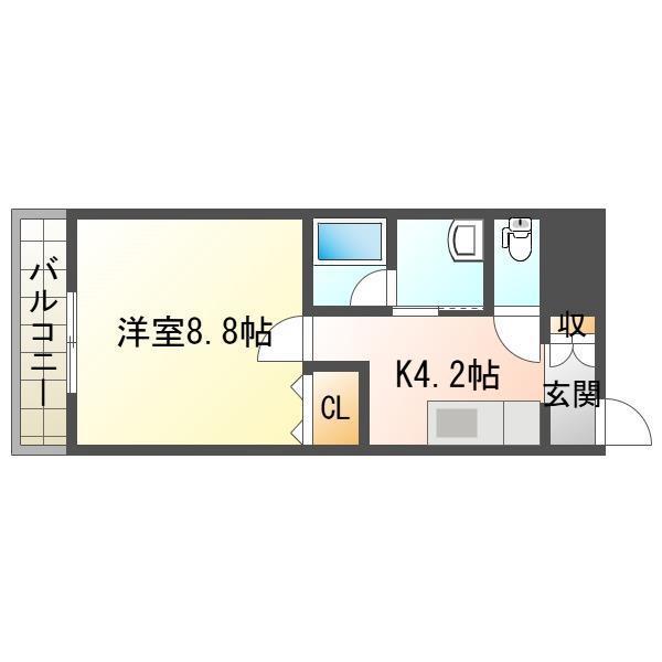 コンコース東堀(1K/5階)の間取り写真