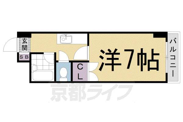 サニーサイド西御池(1K/2階)の間取り写真