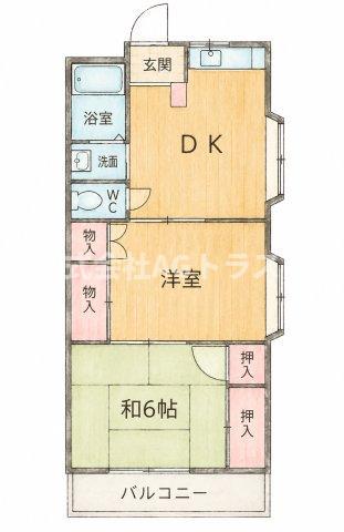 グリーンヒルズ(2DK/2階)の間取り写真