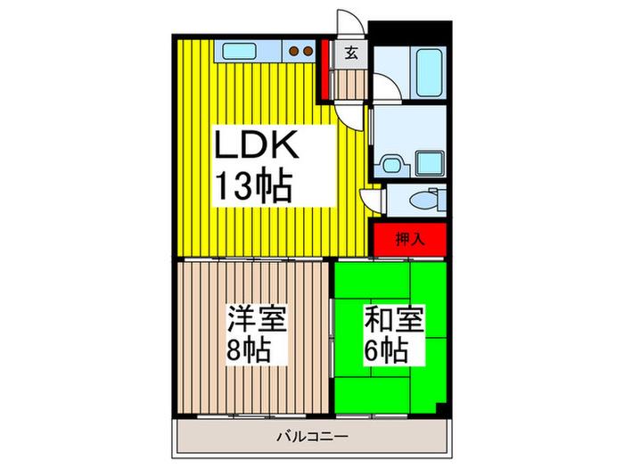 ハイスクエア・イシイ(2LDK/3階)の間取り写真
