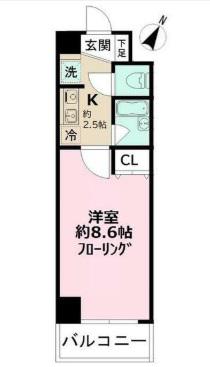 ヴェリーニ東松戸(1K/6階)の間取り写真