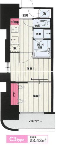CLUB ORIENT BLD NO.102(2K/10階)の間取り写真