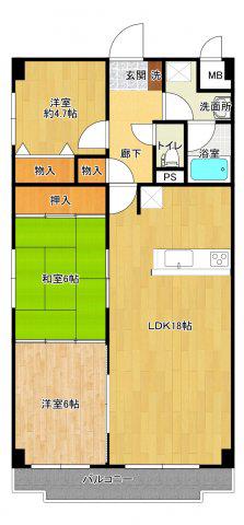 LIANGE 北六甲(3LDK/2階)の間取り写真